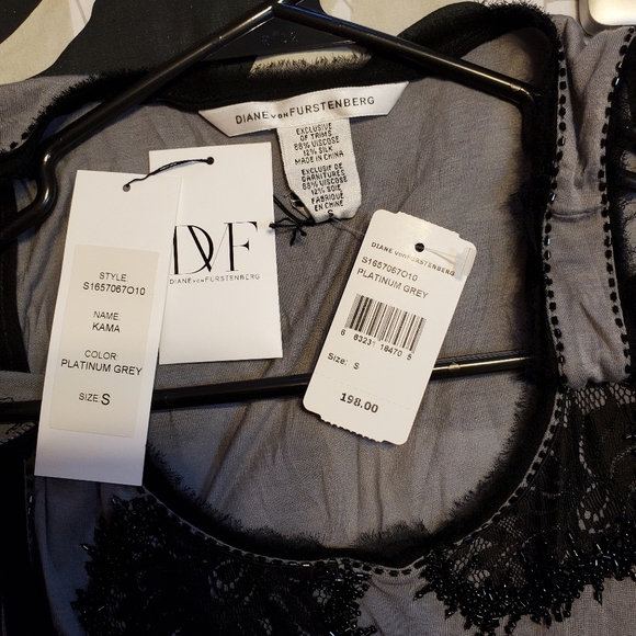 NWT Diane Von Furstenberg Tank Kama Silk Blend Lace Detail Top Blouse Small DVF - Picture 4 of 7